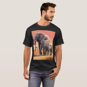 Zonsondergang: olifanten op de savanne t-shirt (Voorkant volledig)