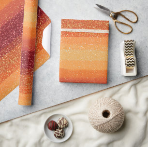 Zonsondergang Ombre Gemengd Oranje Glitter Patroon Cadeaupapier