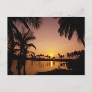 Zonsondergang op Anaeho'omalu Bay, Big Island, Briefkaart