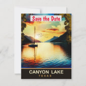 Zonsondergang op Canyon Lake, Texas, Reisansichtka Save The Date (Voorkant)