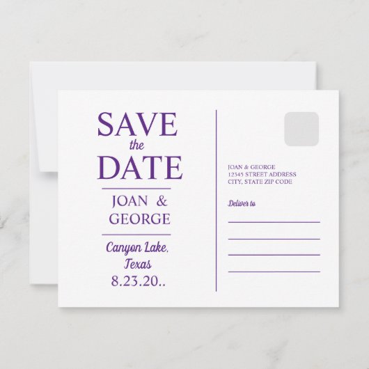 Zonsondergang op Canyon Lake, Texas, Reisansichtka Save The Date (Achterkant)