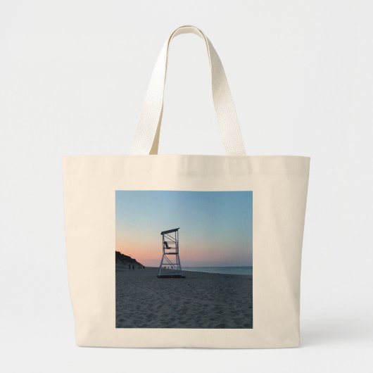 Zonsondergang op Cape Cod Beach Grote Tote Bag (Voorkant)