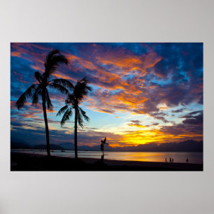 Zonsondergang op de Baai van Danang, Vietnam, Poster