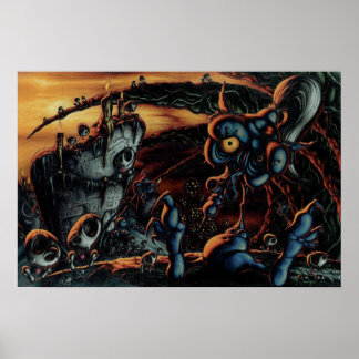 Zonsondergang op de heuvel poster