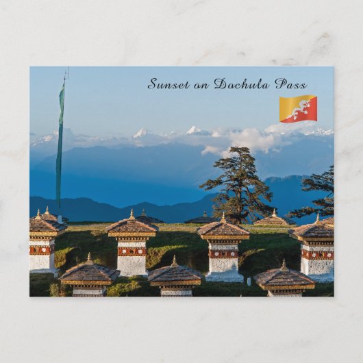 Zonsondergang op Dochula Pass - Bhutan, Himalaya Briefkaart (Voorkant)