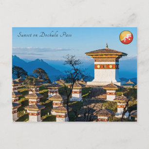 Zonsondergang op Dochula Pass - Bhutan, Himalaya Briefkaart