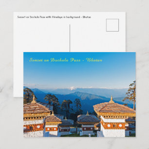 Zonsondergang op Dochula Pass - Bhutan, Himalaya Briefkaart