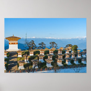 Zonsondergang op Dochula Pass - Bhutan, Himalaya Poster
