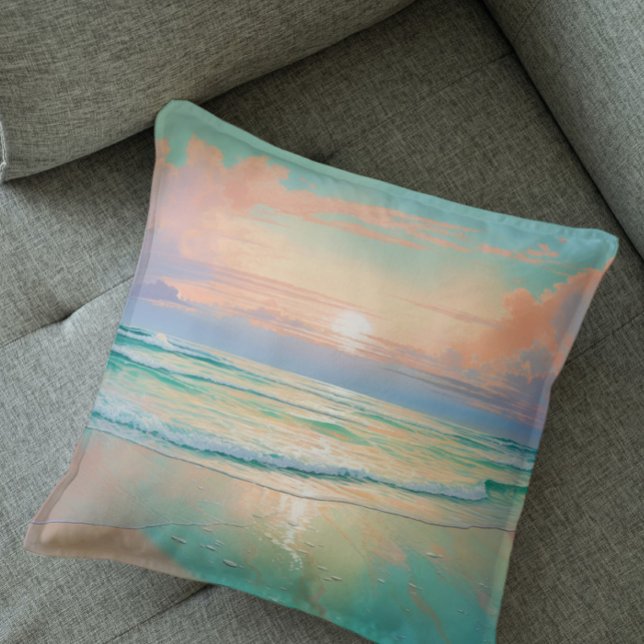 Zonsondergang op een rustig strandlandschap kussen (Creator heeft geüpload)
