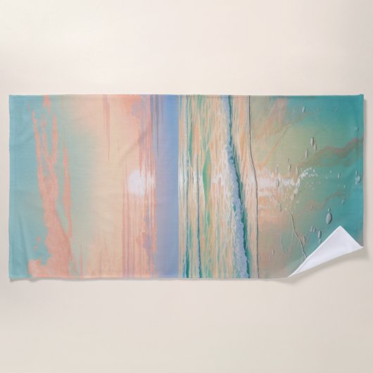 Zonsondergang op een rustig strandlandschap strandlaken (Voorkant)