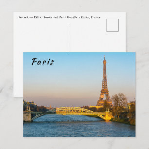 Zonsondergang op Eiffeltoren en Pont Rouelle - Par Briefkaart