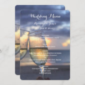 Zonsondergang Op Het Bruiloftsmenu Aan Het Strand Menu (Voorkant / Achterkant)