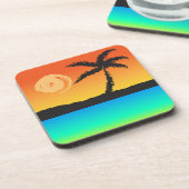 Zonsondergang op het eiland bier onderzetter (Linkerzijde)