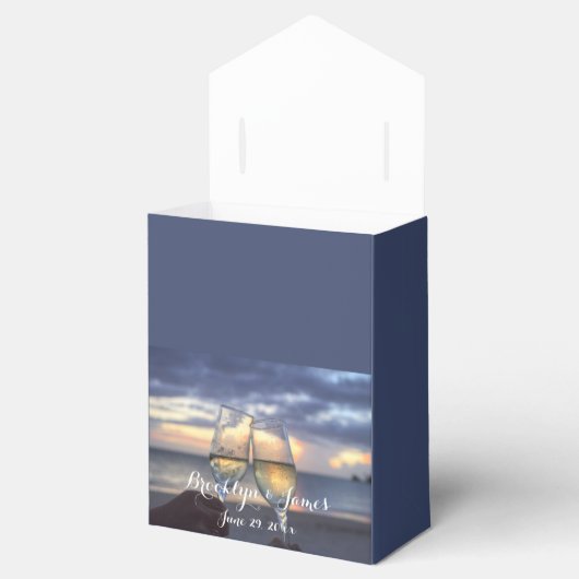 Zonsondergang op het strand bruiloft gunst dozen bedankdoosjes (Geopend)