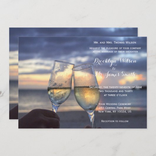 Zonsondergang op het strand bruiloft uitnodigt kaart (Voorkant / Achterkant)