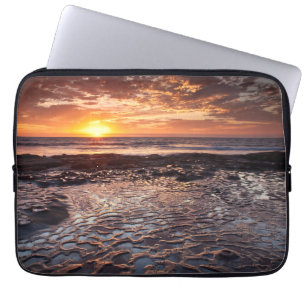 Zonsondergang op het strand, Californië Laptop Sleeve