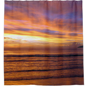 ZONSONDERGANG op HET STRAND Douchegordijn