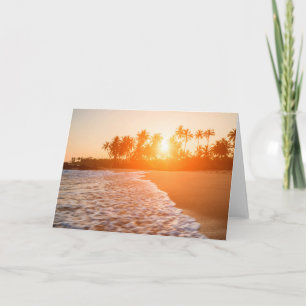 Zonsondergang op het Strand met Kokospalmen Sri Kaart