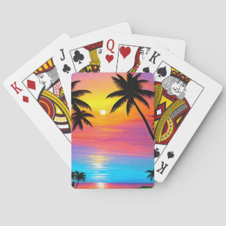 Zonsondergang op het strand pokerkaarten