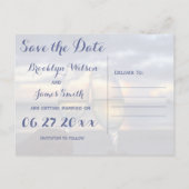 Zonsondergang op het strand Save The Dates Aankondigingskaart (Achterkant)