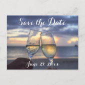 Zonsondergang op het strand Save The Dates Aankondigingskaart (Voorkant)