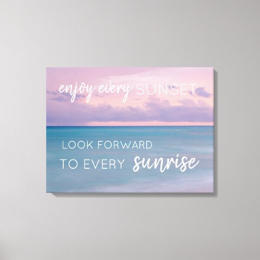 Zonsondergang op het strand Wall Art met Quote Canvas Afdruk (Voorkant)