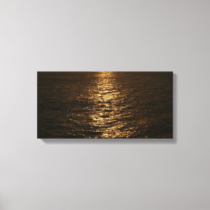 Zonsondergang op het water Abstracte Oceaan Fotogr Canvas Afdruk