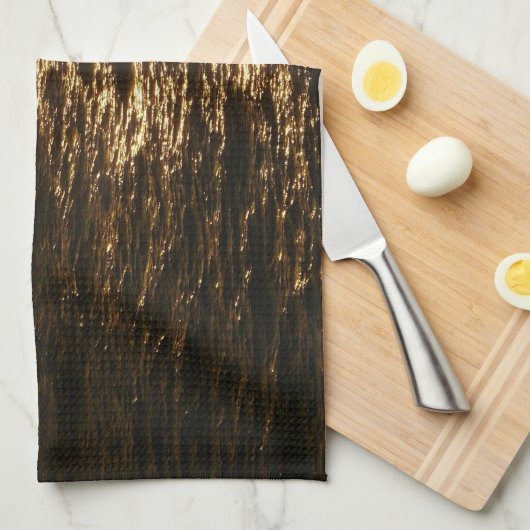 Zonsondergang op het water Abstracte Oceaan Fotogr Theedoek (Quarter Fold)