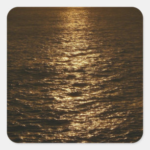 Zonsondergang op het water Abstracte Oceaan Fotogr Vierkante Sticker
