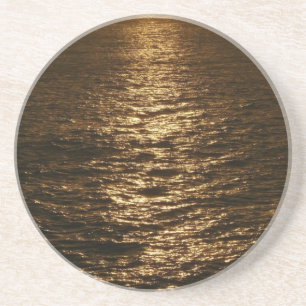 Zonsondergang op het water Abstracte Oceaan Fotogr Zandsteen Onderzetter