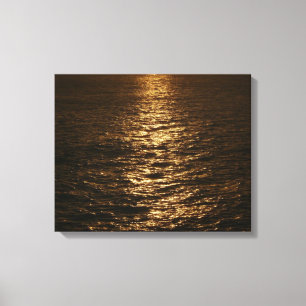 Zonsondergang op het Water Abstracte Oceaanfotogra Canvas Afdruk