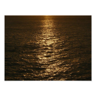 Zonsondergang op het Water Abstracte Oceaanfotogra Foto Afdruk