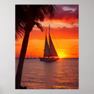Zonsondergang op Key West Digitaal Downloaden Besc Poster
