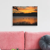 Zonsondergang op Lake Wrapped Canvas Afdruk (Insitu (Woonkamer))