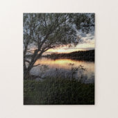 Zonsondergang op meer met boom legpuzzel (Verticaal)