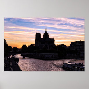 Zonsondergang op Notre Dame de Paris - Parijs, Fra Poster