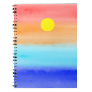 Zonsondergang op ocean aquarel Abstracte kunst Omb Notitieboek