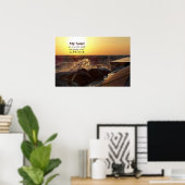 Zonsondergang Op Strand Rotsen Citaat Poster (Thuiskantoor)