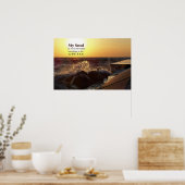 Zonsondergang Op Strand Rotsen Citaat Poster (Keuken)