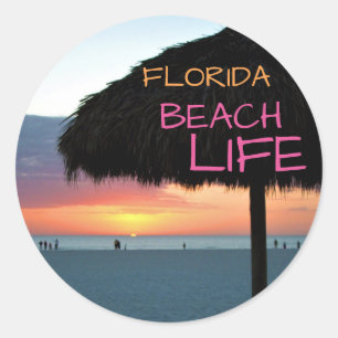 Zonsondergang op White Sand Florida Beach Ronde Sticker