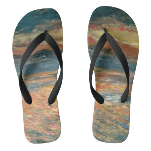 Zonsondergang op Zee door Pierre Renoir, Vintage F Teenslippers