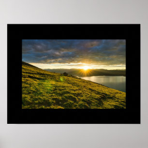 Zonsondergang Over de Bergen Poster
