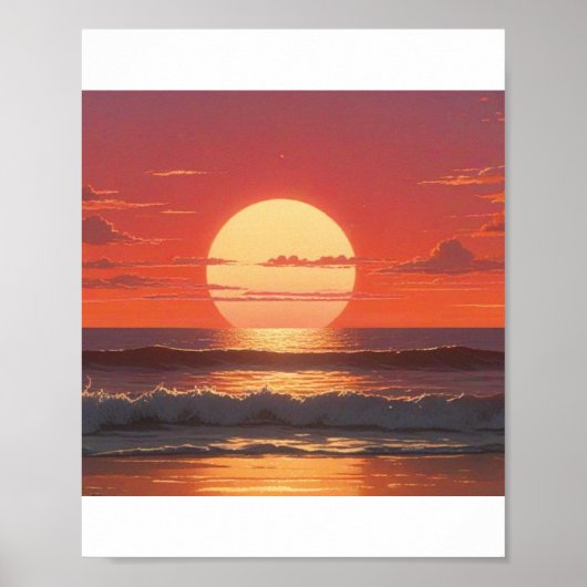 ZONSONDERGANG OVER DE OCEAAN POSTER (Voorkant)