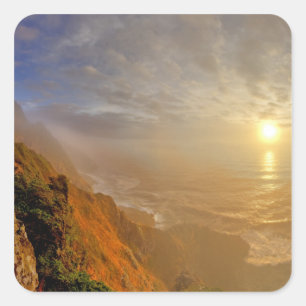 Zonsondergang over de Stille Oceaan vanuit Heceta Vierkante Sticker