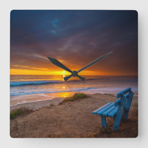 Zonsondergang over de Stille Oceaan Vierkante Klok