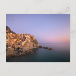 Zonsondergang over dorp Manarola in Cinque Terre Briefkaart
