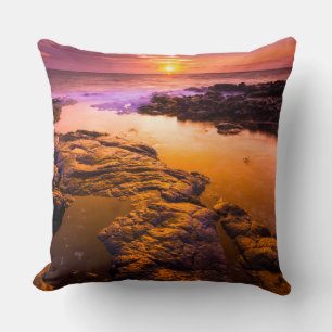 Zonsondergang over getijdenpoelen, Hawaï Kussen