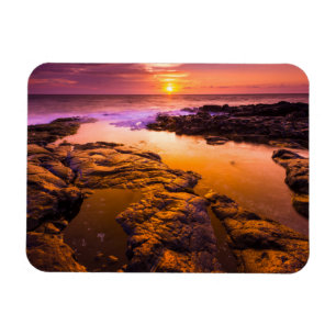 Zonsondergang over getijdenpoelen, Hawaï Magneet
