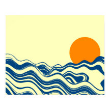 Zonsondergang over golven