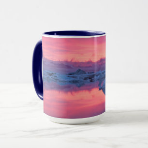 Zonsondergang over het Jokulsarlon-gletsjerlagune Mok
